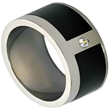 Load image into Gallery viewer, Stainless Steel Leather CZ Ring 11mm