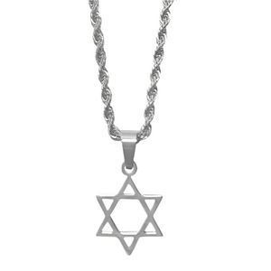 Stainless Steel  14kt Gold Plated Star of David with Chain