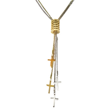 Load image into Gallery viewer, Stainless Steel Lariat Long Necklace With Dangling Crosses