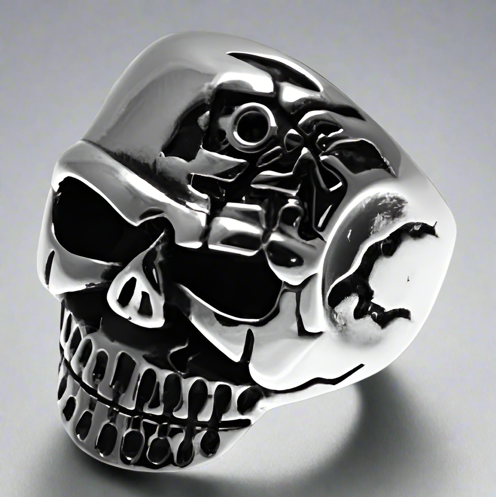 Stainless Steel Terminator Skull Ring