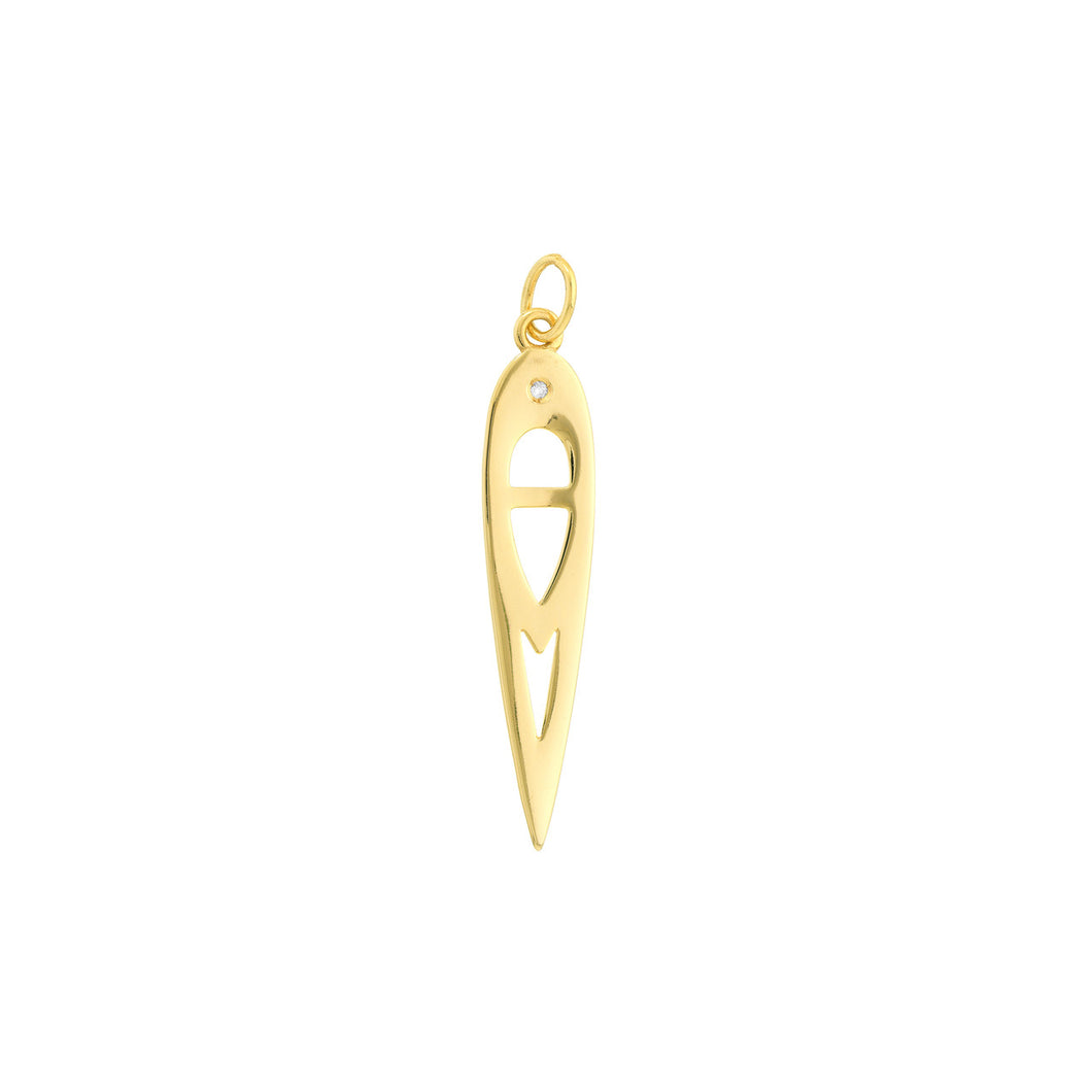 Geometric Design with Diamond 14kt Gold Pendant Charm