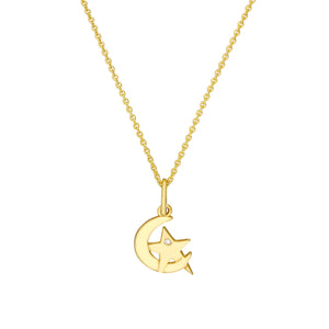 Moon and Star 14kt Gold Pendant Charm