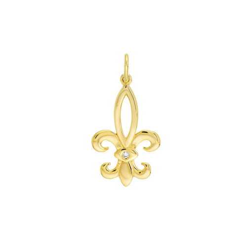 Fleur-de-Lis Charm Diamond and 14kt Gold Pendant Charm