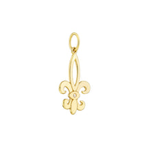 Load image into Gallery viewer, Fleur-de-Lis Charm Diamond and 14kt Gold Pendant Charm