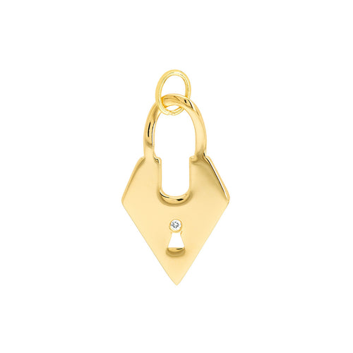 Fashion Lock with Diamond 14kt Gold Pendant Charm