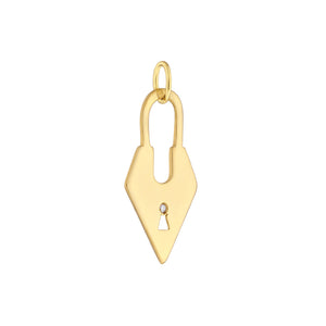 Fashion Lock with Diamond 14kt Gold Pendant Charm