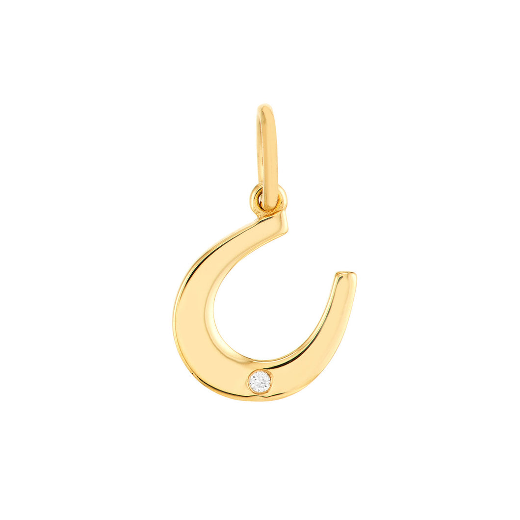 The Lucky Horseshoe With Diamond 14kt Gold Pendant Charm