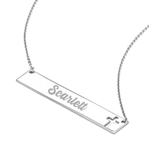 Sterling Silver Bar Necklace with Cross