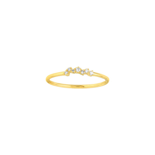 Dainty Fancy Diamond Line Cluster 14kt Gold Ring