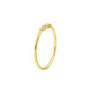 Dainty Fancy Diamond Line Cluster 14kt Gold Ring