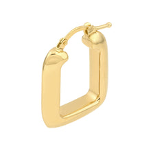 Load image into Gallery viewer, Puffy Square Shape 14kt Gold Hoop Earrings