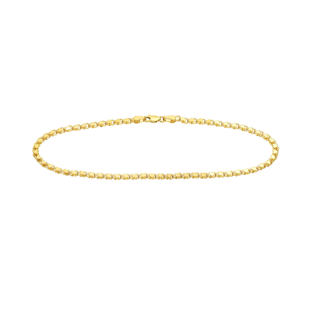 Mirror Heart Chain 14kt Gold Anklet