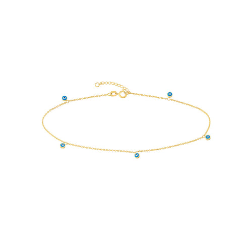 Turquoise Evil Eye 14kt Gold Anklet