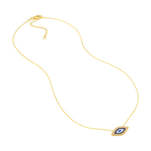 CZ-Lined Evil Eye Necklace