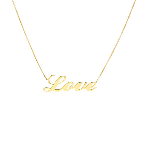 Cursive Love 14kt Gold Necklace