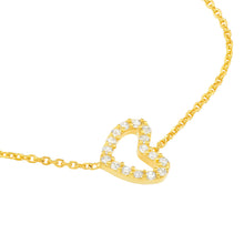 Load image into Gallery viewer, Sideways Mini CZ Heart Sterling Silver Necklace