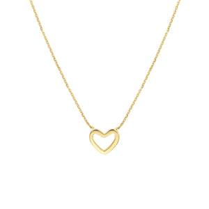 Mini Heart Necklace on Diamond-Cut Cable 14kt Gold Chain