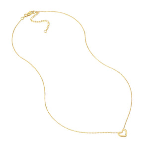 Mini Heart Necklace on Diamond-Cut Cable 14kt Gold Chain