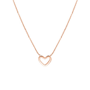 Mini Heart Necklace on Diamond-Cut Cable 14kt Gold Chain