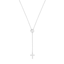 Load image into Gallery viewer, Cross Lariat Necklace with Disc