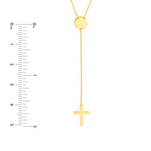 Load image into Gallery viewer, Cross Lariat Necklace with Disc