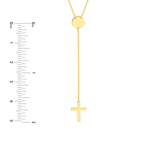 Cross Lariat Necklace with Disc