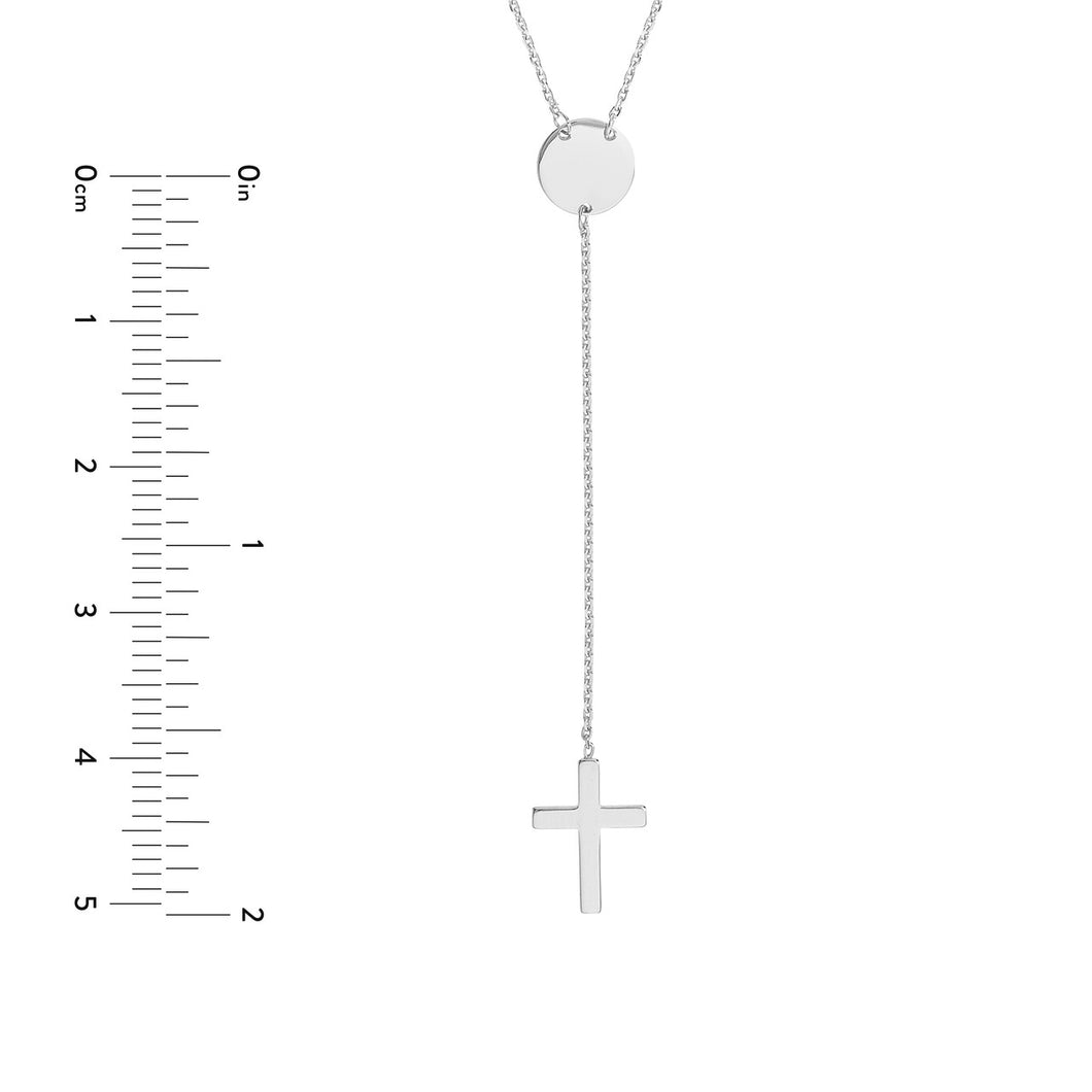 Cross Lariat Necklace with Disc