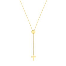 Load image into Gallery viewer, Cross Lariat Necklace with Disc