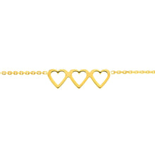 Load image into Gallery viewer, Open Heart Trio 14kt Gold Anklet