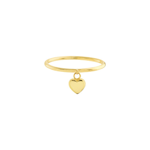 Dangle Heart Wire 14kt Gold Ring