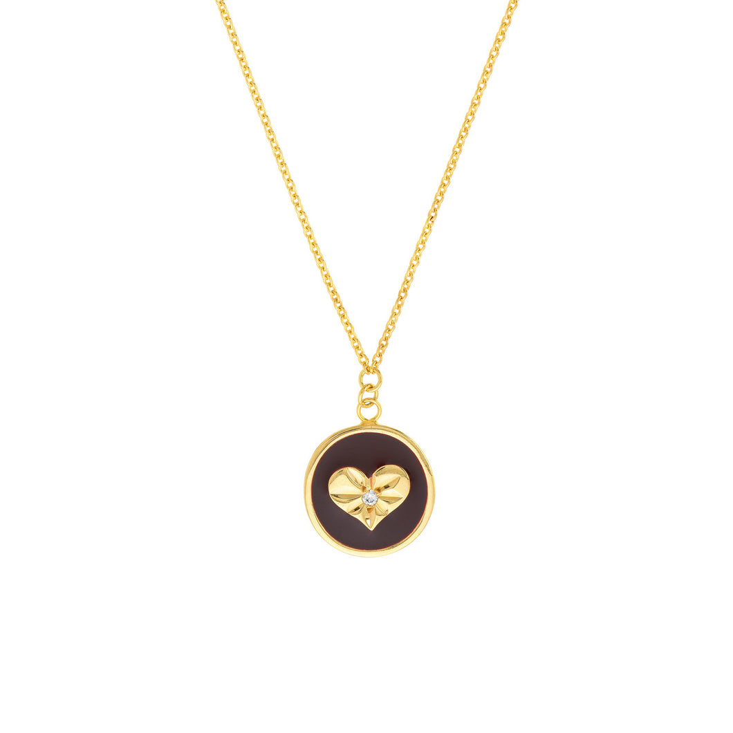 I See Red Heart Medallion 14kt Gold Necklace