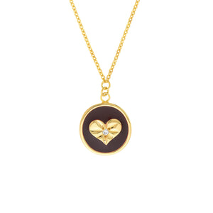 I See Red Heart Medallion 14kt Gold Necklace