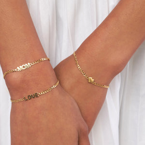 Heart on Curb Chain Adjustable 14kt Gold Bracelet