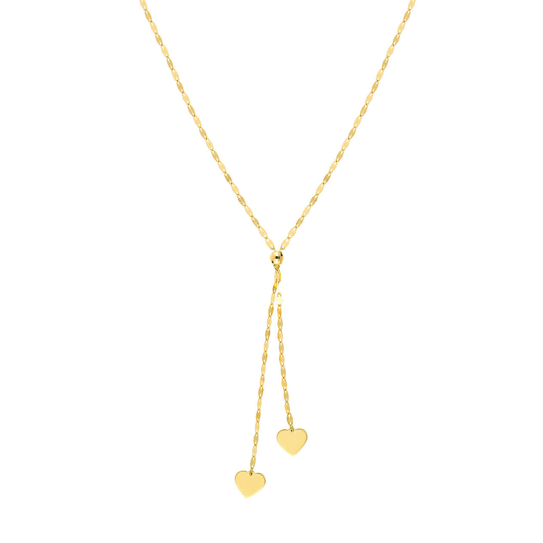 Sweet Heart Lariat 14kt Gold Necklace