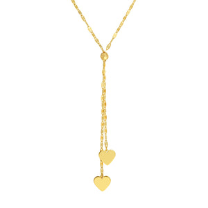 Sweet Heart Lariat 14kt Gold Necklace