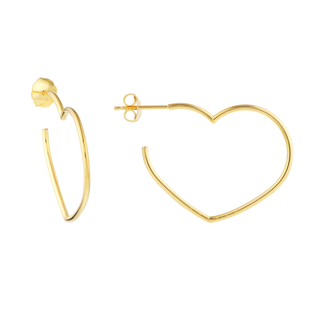 Open Heart Hoop 14kt Gold Earrings