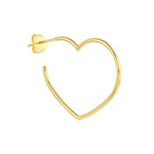 Load image into Gallery viewer, Open Heart Hoop 14kt Gold Earrings