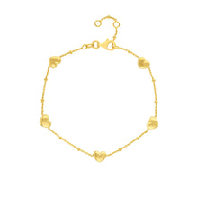 Load image into Gallery viewer, Puffed Heart Stations Bracelet with Saturn 14kt Gold Chain