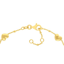 Load image into Gallery viewer, Puffed Heart Stations Bracelet with Saturn 14kt Gold Chain