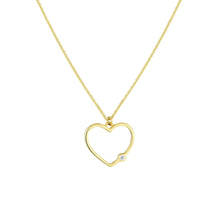 Load image into Gallery viewer, Open Heart Diamond Bezel 14kt Gold Necklace