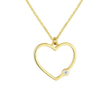 Load image into Gallery viewer, Open Heart Diamond Bezel 14kt Gold Necklace