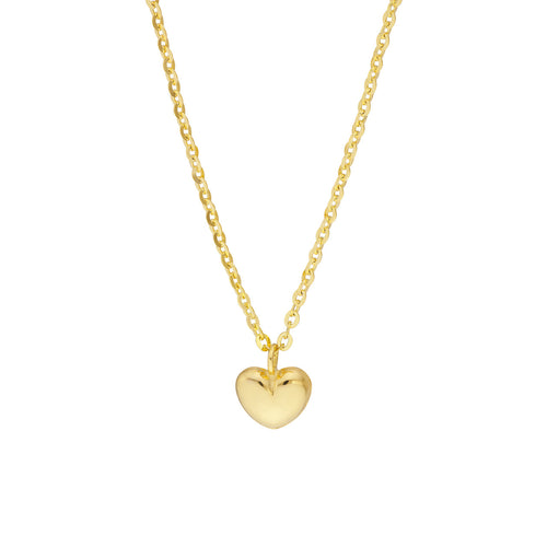 Mini Puff Heart 14kt Gold Necklace