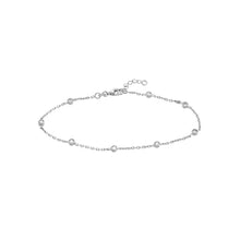 Load image into Gallery viewer, Adjustable Sterling Silver Anklet with CZ Stations 10&quot;