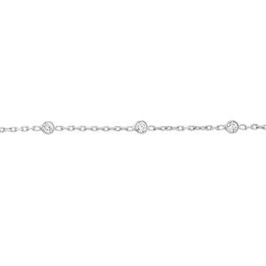 Adjustable Sterling Silver Anklet with CZ Stations 10"