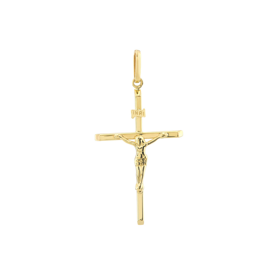 10K High Polished Crucifix Pendant