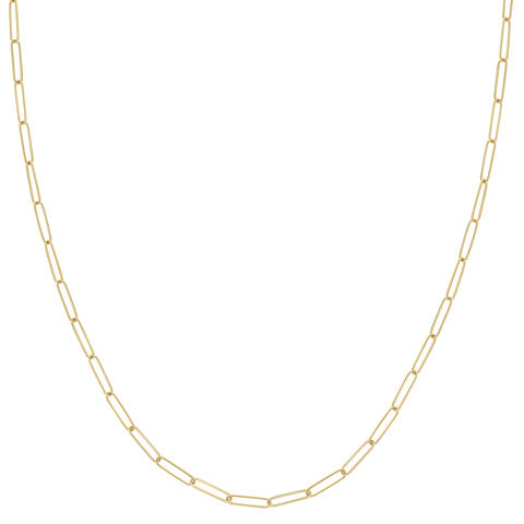 Paper Clip Fashion Chain Necklace 3.8mm 14kt Gold